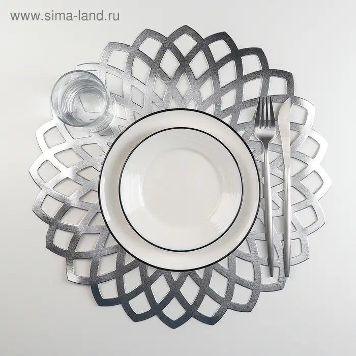 Салфетка сервировочная на стол «Дэми», d=37 см, цвет серебряный