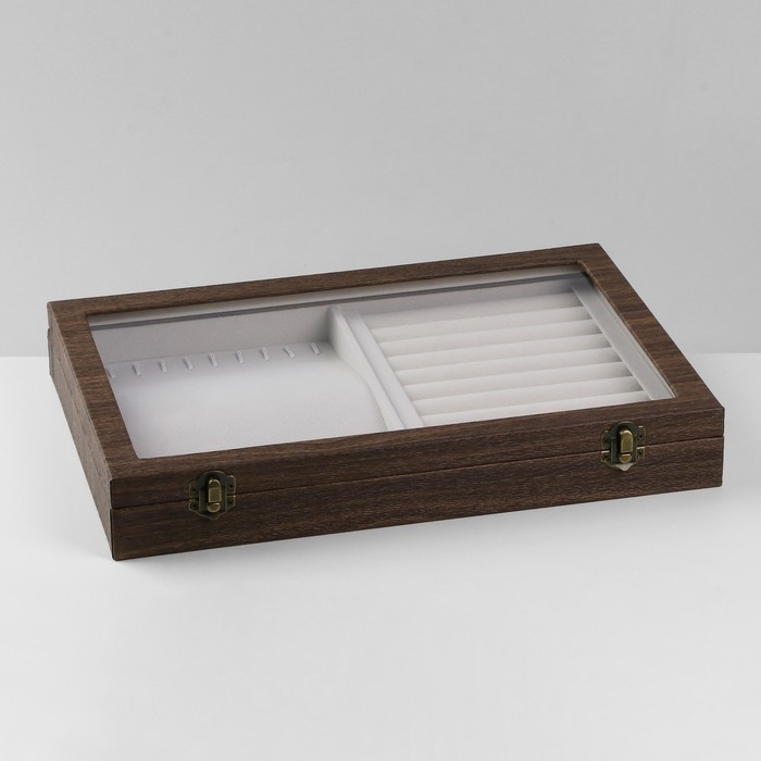 Подставка для украшений «Шкатулка дерево» 10 полос, 10 крючков, 34,8×24,3×5 см, цвет серый в дереве Подставка для украшений «Шкатулка дерево» 10 полос, 10 крючков, 34,8×24,3×5 см, цвет серый в дереве