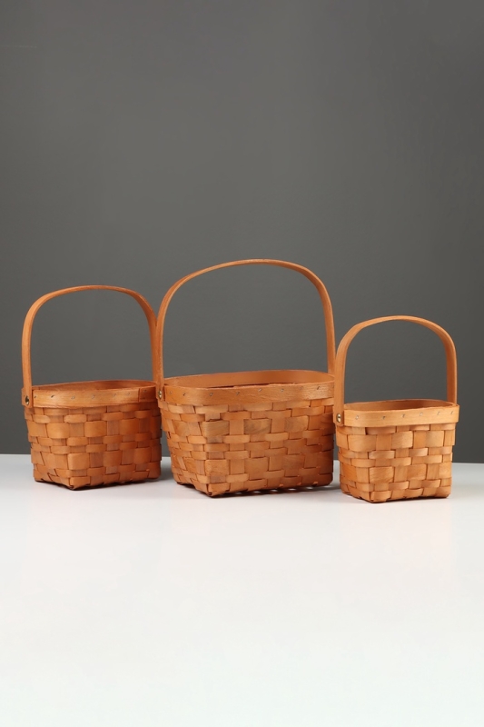 Набор корзин плетёных, 3 шт., 26×19×12 см, 20×15×11 см, 17×11×10 см, ива, натуральный цвет