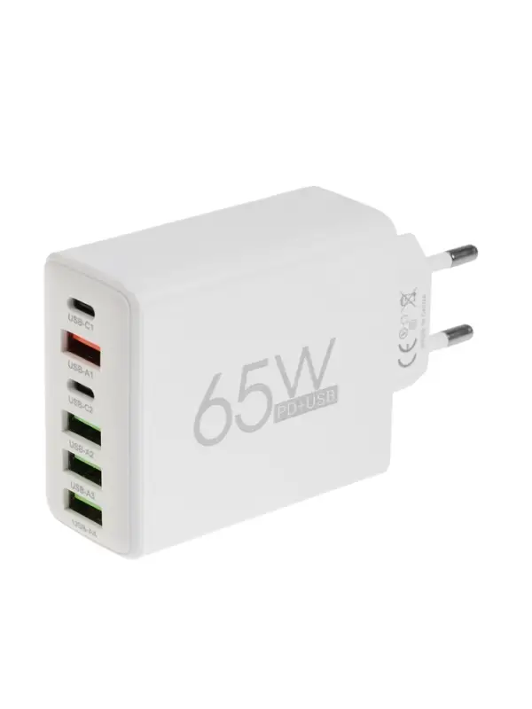 Сетевое зарядное устройство Luazon ZY-21, 4 USB, 2 Type-C, 3 А, белое