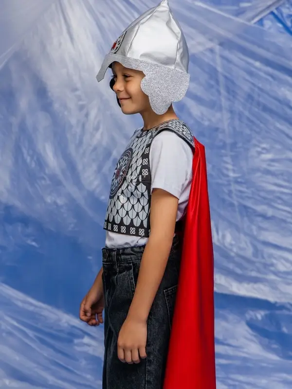 Карнавальный костюм детский «Богатырь Добрыня»: болеро, жилет, шлем, р. 110-122 Карнавальный костюм детский «Богатырь Добрыня»: болеро, жилет, шлем, р. 110-122