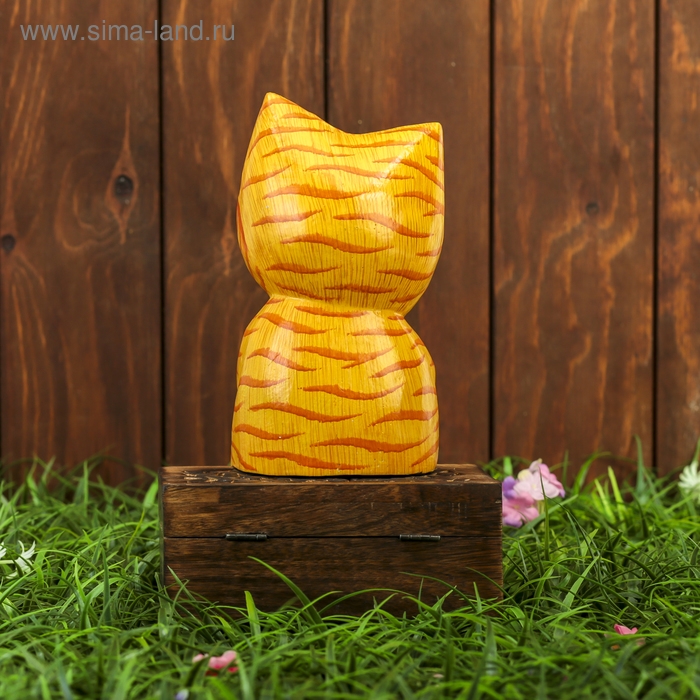 Сувенир дерево Сувенир дерево "Котёнок рыбак" жёлтый 9х9х20 см