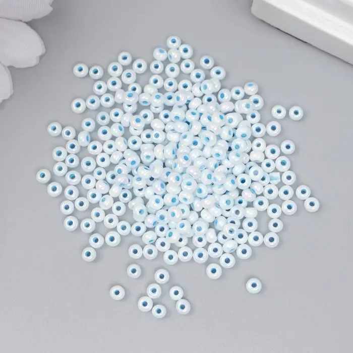 Бисер стекло 8/0  Бисер стекло 8/0 "Цветная серединка. Голубая вода" 10 гр