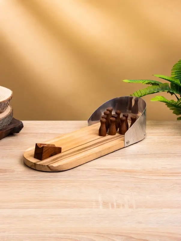 Настольная игра &laquo;Мини боулинг&raquo;, 30&times;11&times;6 см, манговое дерево, алюминий