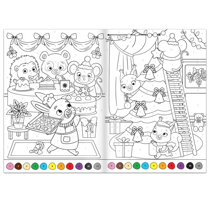 Раскраски новогодние «Любимый Новый год», набор 4 шт. по 16 стр., формат А4 Раскраски новогодние «Любимый Новый год», набор 4 шт. по 16 стр., формат А4