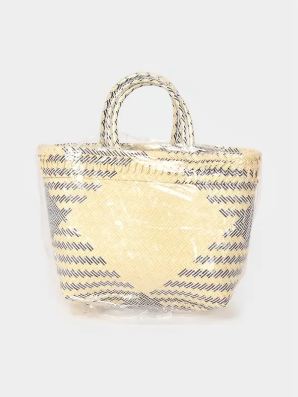 Сумка плетёная, 30&times;15&times;35 см, пластик, бежевая с чёрным