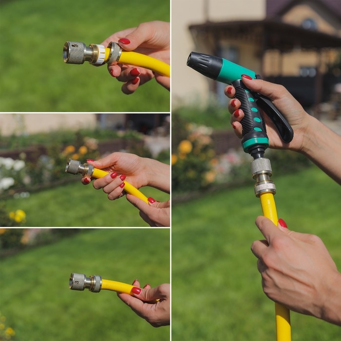 Коннектор с аквастопом, 1/2 Коннектор с аквастопом, 1/2" (12 мм), быстросъёмное соединение, латунь, Greengo