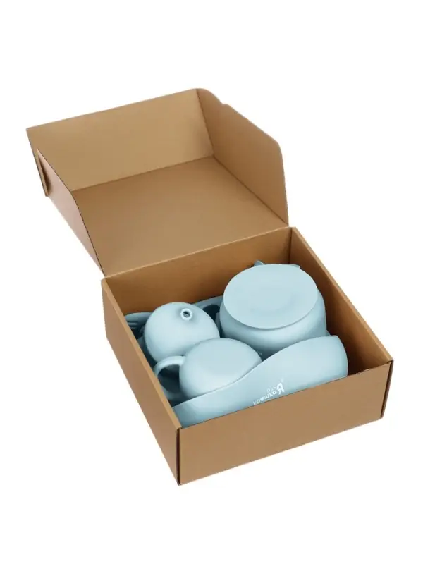 Посуда детская силиконовая, 7 предметов, голубой, Крошка Я