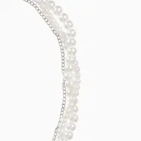 Бусы 2 яруса &laquo;Рошель&raquo;, подвеска капля на цепочке, шар №12, L=42 см, белые в серебре