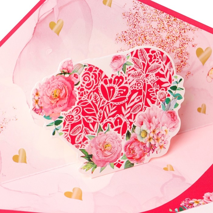 Конверт для денег  Конверт для денег "В День Свадьбы!" вырубка, деталь внутри, сердечки, 9,3х19 см