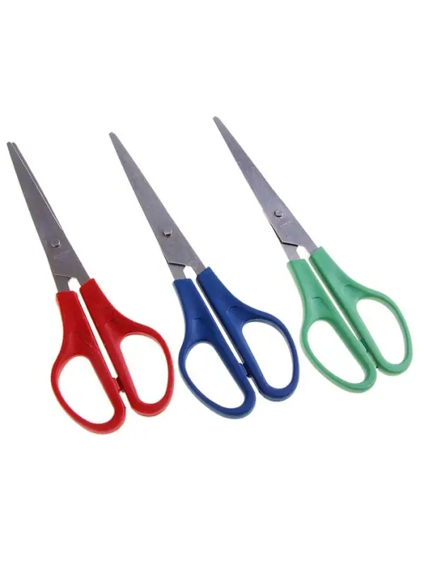 Ножницы канцелярские 16 см, пластиковые ручки, на блистере, МИКС