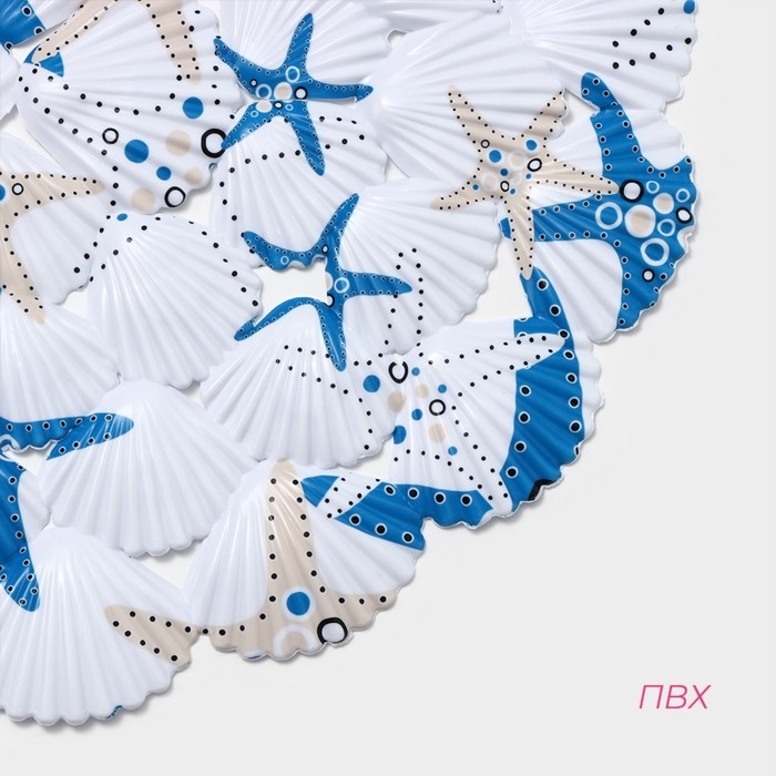 Коврик противоскользящий в ванну на присосках Доляна «Морские звёзды», 37,5×68 см, цвет белый Коврик противоскользящий в ванну на присосках Доляна «Морские звёзды», 37,5×68 см, цвет белый