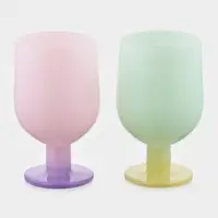 Бокалы для вина Pint, 345 мл, 7.2×12.8 см, набор 2 шт., стекло, розовые, зелёные Бокалы для вина Pint, 345 мл, 7.2×12.8 см, набор 2 шт., стекло, розовые, зелёные