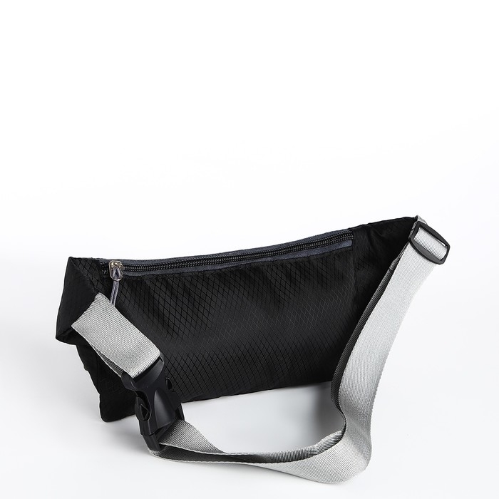 Поясная сумка на молнии, с карманом, разъем для USB, чёрный Поясная сумка на молнии, с карманом, разъем для USB, чёрный