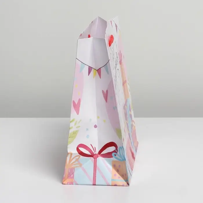 Пакет подарочный ламинированный, упаковка, Happy Birthday, MS 23 х 18 х 8 см
