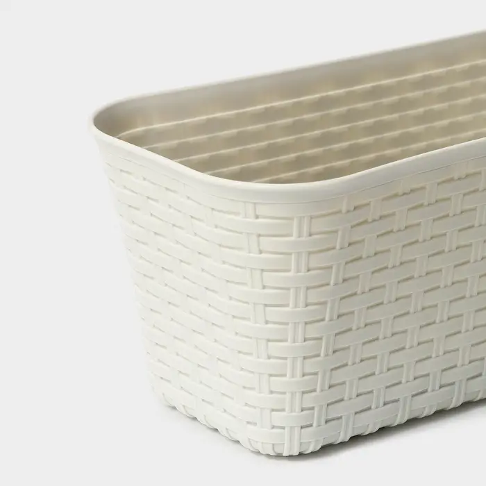 Ящик для цветов балконный &laquo;Ротанг&raquo;, 38.5 см, белый
