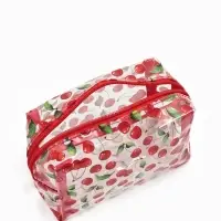 Косметичка женская Cherry, для бассейна, на молнии, прозрачная, красная