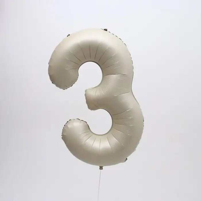 Шар фольгированный 40 Шар фольгированный 40" Цифра 3, цвет «Взбитые сливки»