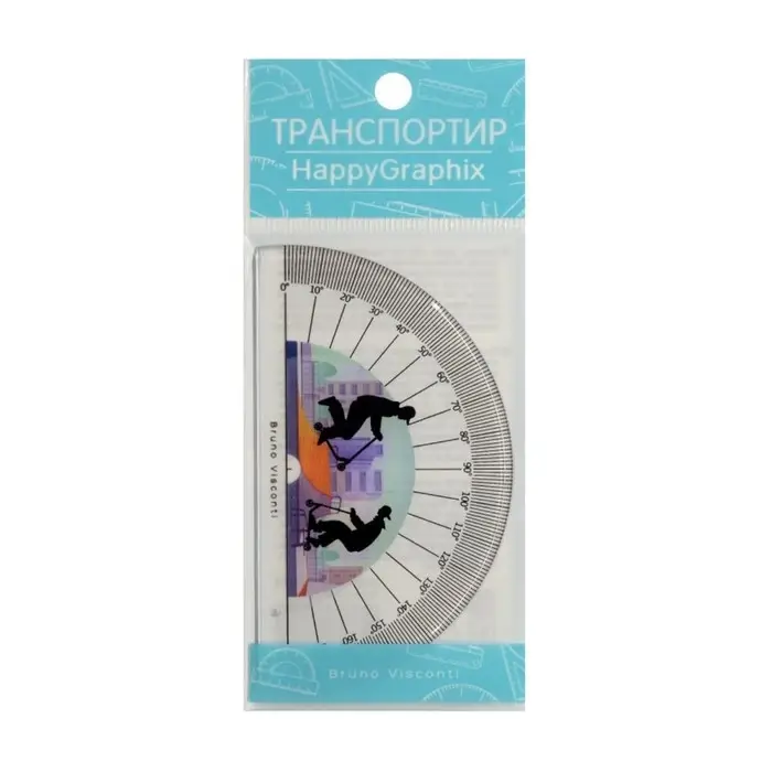 Транспортир 180° HappyGraphix Транспортир 180° HappyGraphix "Самокаты", пластиковый