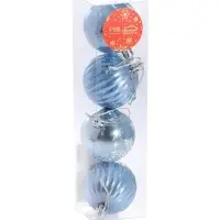 Ёлочные игрушки &laquo;Новогодние забавы&raquo;, шары новогодние, d=5.5 см, набор 4 шт., полосы, голубой