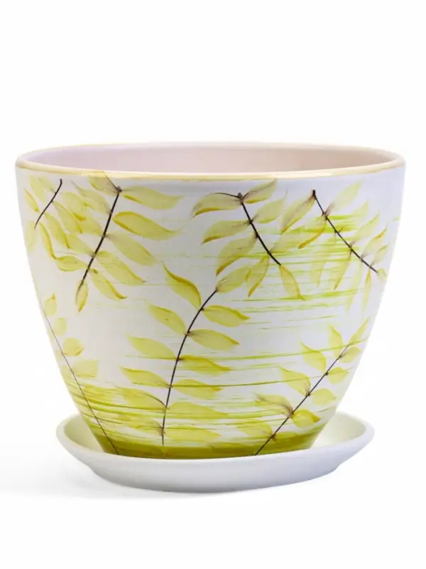 Горшок цветочный поддоном  8 л,  керамика, Тропики (М) Горшок цветочный поддоном  8 л,  керамика, Тропики (М)