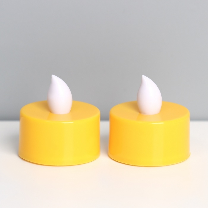 Светодиодные свечи, ночники LED RISALUX «Добра и света!» набор 2 шт., жёлтые, RGB, 3.5×3.5×4 см Светодиодные свечи, ночники LED RISALUX «Добра и света!» набор 2 шт., жёлтые, RGB, 3.5×3.5×4 см