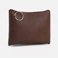 Кошелёк женский на молнии, 14&times;1&times;9 см, тёмно-коричневый