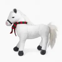 POMPOSHKI Мягкая игрушка Лошадка в шарфе, белая