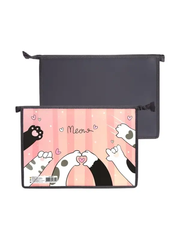 Папка для тетрадей А4 &laquo;Кошачьи лапки&raquo;, молния сверху