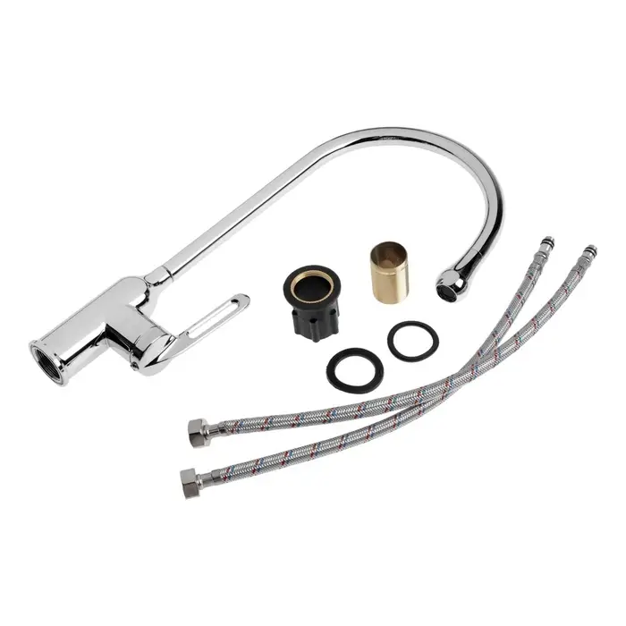 Смеситель для кухни ZEIN Z3745, &laquo;капелька&raquo;, однорычажный, высота излива 26 см, сатин