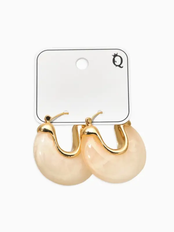 Серьги акрил "Стиль" подкова, цвет белый в золоте