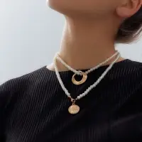 Колье &laquo;Жемчужная нить&raquo;, белое в золоте, L=50 см