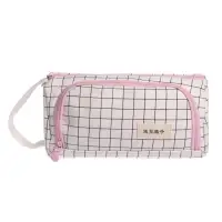 Пенал школьный Calligrata &laquo;Шотландка&raquo;, мягкий, 2 отделения, 95&times;210&times;90 мм, объёмный с откидной планкой, с ручкой, бело-чёрный