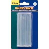 Стержни клеевые ПРАКТИКА d7х100мм белый/прозрачный, 12шт. (641-572)