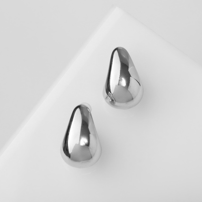 Серьги пластик «Капля» структура мини, цвет серебро Серьги пластик «Капля» структура мини, цвет серебро