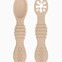 Ложка детская для прикорма, силикон, набор 2 шт., бежевый M&B
