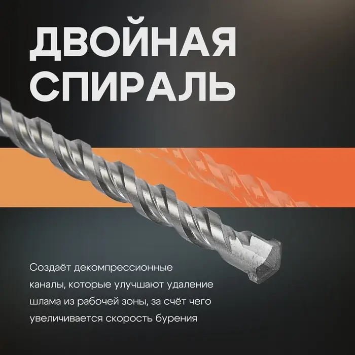 Бур по бетону ТУНДРА, двойная спираль, SDS-plus, 4&times;110 мм