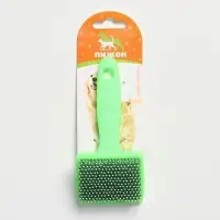 Пуходерка малая, 6&times;13.5 см, мягкая, с закруглёнными зубьями, пластик, зелёная