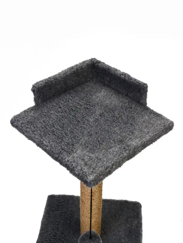 Когтеточка - столбик Petmil &laquo;Релакс&raquo;, 60&times;35&times;35 см, с полкой - лежанкой и игрушкой, джут, серая