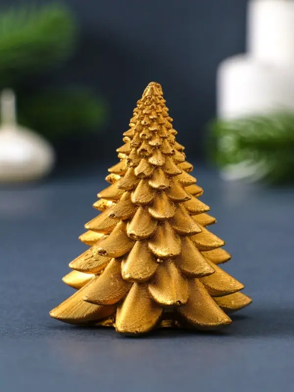Свеча фигурная "Ёлочка" 6х6х7 см, цв. золотой