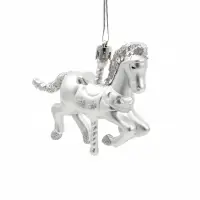 Ёлочные игрушки набор 2 шт.&laquo;Серпантин. Единорог&raquo;, 7.5&times;9.5 см, серебро