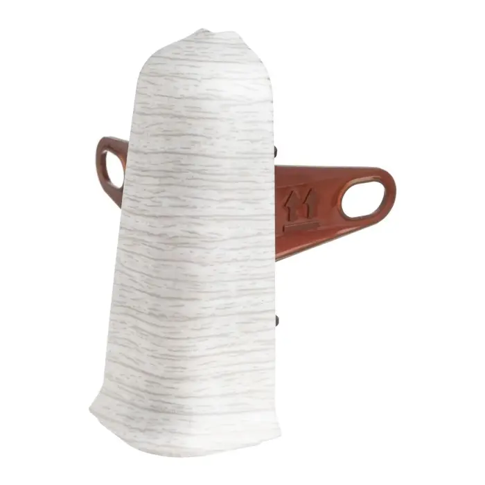 Угол наружный (внешний) для плинтуса «Деконика», с крепежом, 70 мм, цвет 265 клен патина