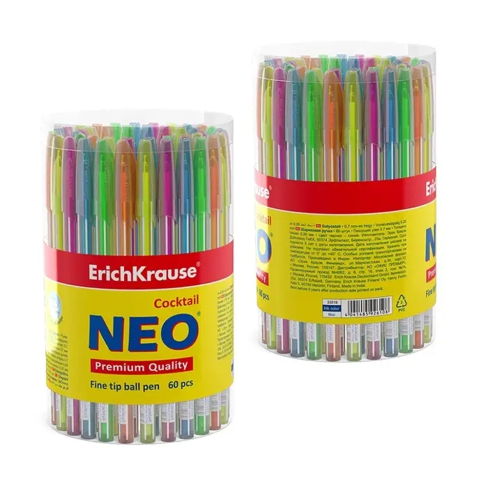 Ручка шариковая ErichKrause Cocktail, игольчатый узел 0.7 мм, чернила синие, одноразовая, МИКС Ручка шариковая ErichKrause Cocktail, игольчатый узел 0.7 мм, чернила синие, одноразовая, МИКС