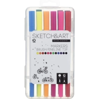 Набор маркеров ДВУС.СКЕТЧ-МАРКЕРЫ(КИСТОЧКА+ЛИНЕР)SKETCH&ART12 ЦВ.,22-0082