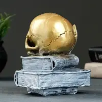 Фигурка гипс &laquo;Череп с книгой&raquo;, бронза с серебром, 19 см