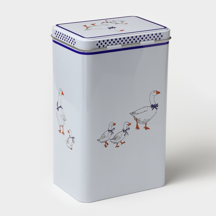 Банка для сыпучих продуктов «Гуси»,2,7 л, 13,5 х 9,5 х 21,5 см, жесть