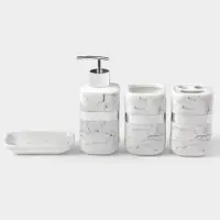 Аксессуары для ванной &laquo;Вестерос&raquo;, 4 предмета, мыльница, дозатор для мыла 390 мл, 2 стакана, белые