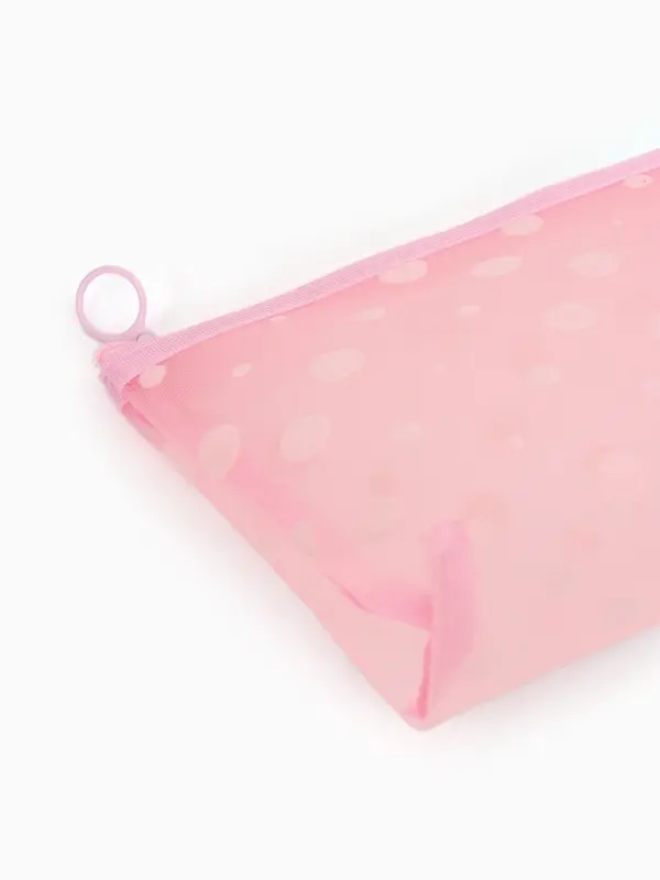 Косметичка дор Горох, сетка 17*6,5*13,5, отд на молнии, розовый Косметичка дор Горох, сетка 17*6,5*13,5, отд на молнии, розовый