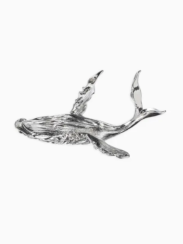 Брошь &laquo;Кит&raquo; морской, цвет серебро