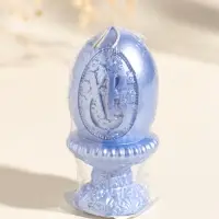 Свеча пасхальная "Яйцо на подставке ХВ" 5х9 см, лак, небесно-голубой